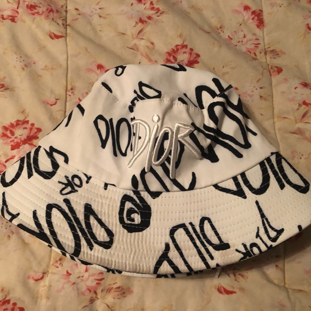 Christian Dior White Bucket Hat some Stains
